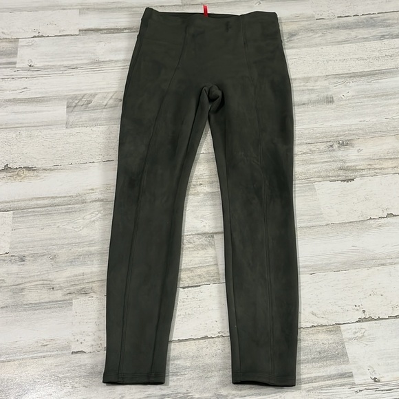 Spanx High Rise Faux Suede Leggings In Olive Green Size M - Picture 3 of 8